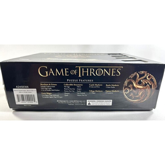 HBO Game of Thrones: 3D Map Westeros Puzzle 1350+ Pieces Open Box Complete - Picture 14 of 15